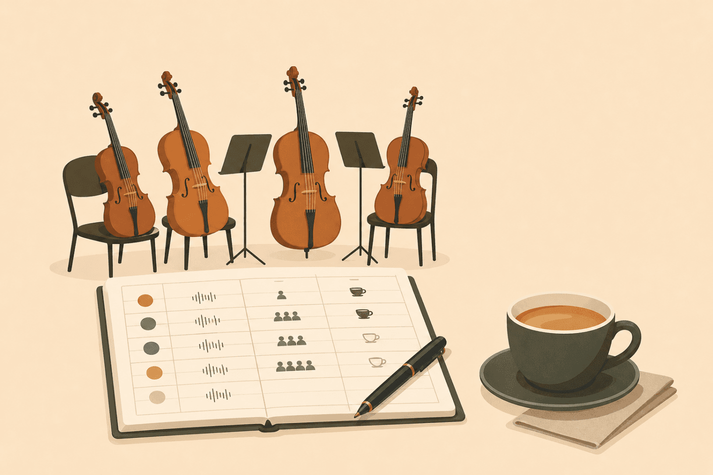 String quartets, charted