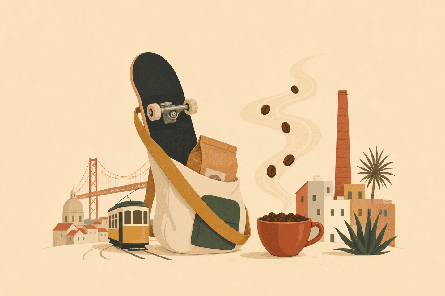 Rotas de café entre skates