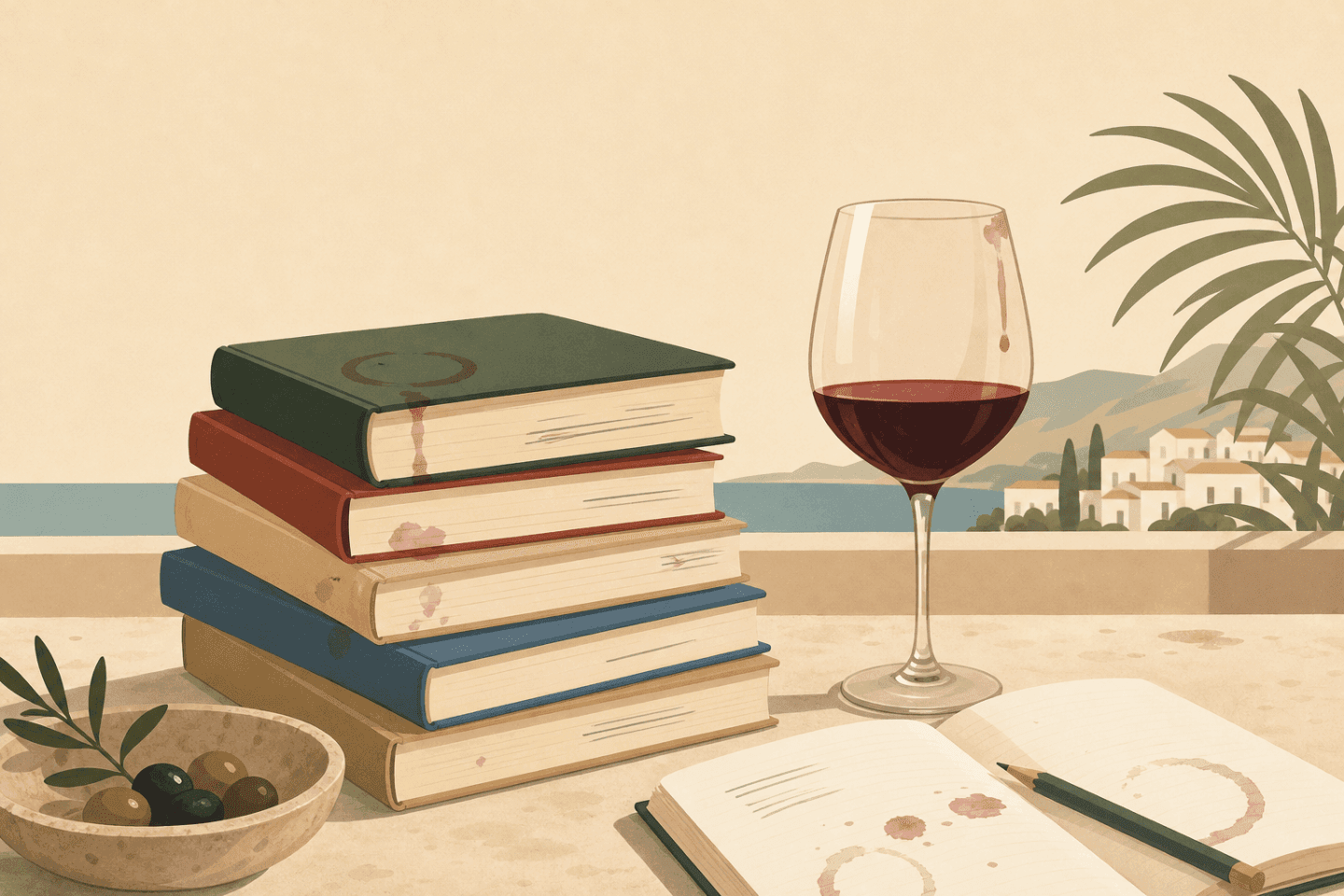 Libros con copa cerca