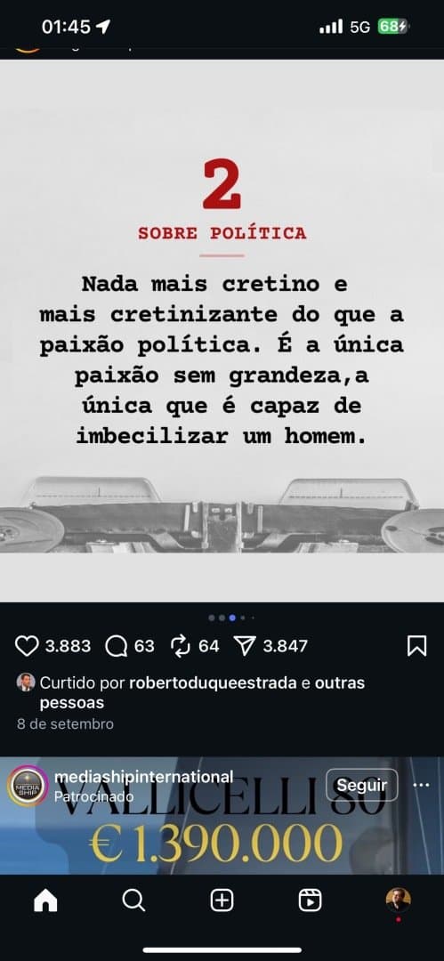 Nada mais cretino do que a paixao politica, image 1 of 1