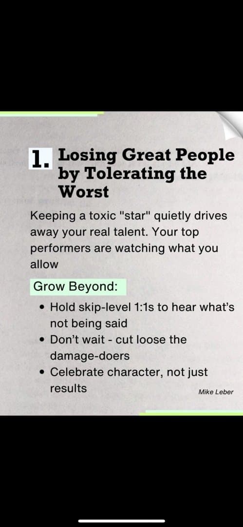 Losing great people by tolerating the worst, image 1 of 1
