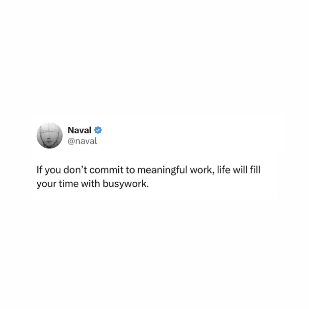 If you dont commit to meaningful work, life will fill your time with busywork, image 1 of 1