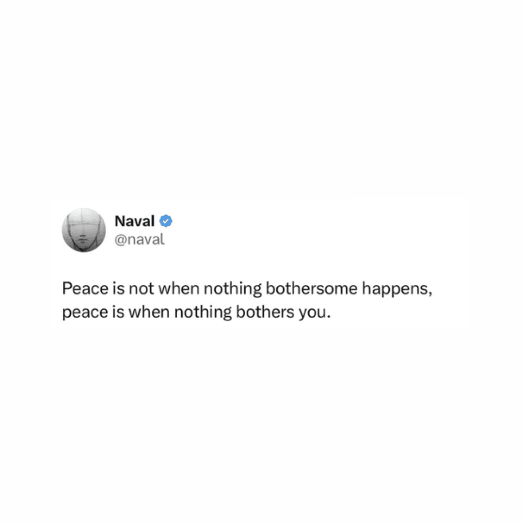 Peace is not when nothing botherson happens. Peace is when nothing bothers you, image 1 of 1