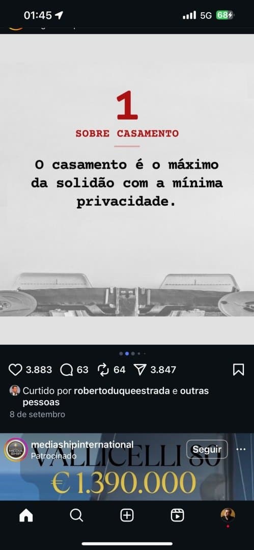 Casamento é o maximo de solidao com o minimo de privacidade, image 1 of 1