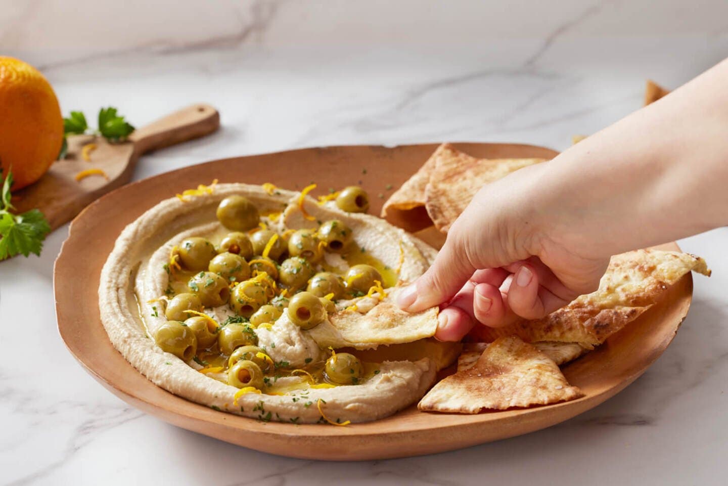 Hummus with Pita Bread, Marinated Olives, image 1 of 1